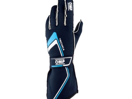 OMP Tecnica Gloves My2021 Navy Cyan - Size L (Fia 8856-2018) Discount