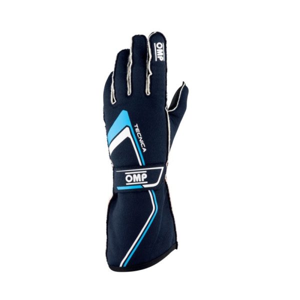 OMP Tecnica Gloves My2021 Navy Cyan - Size L (Fia 8856-2018) Discount